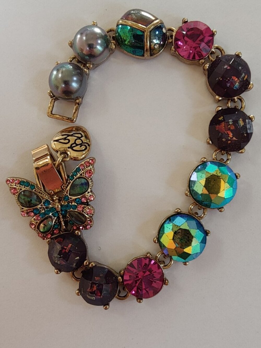 Betsey Johnson Butterfly Beetle Bracelet Multicolored Gems